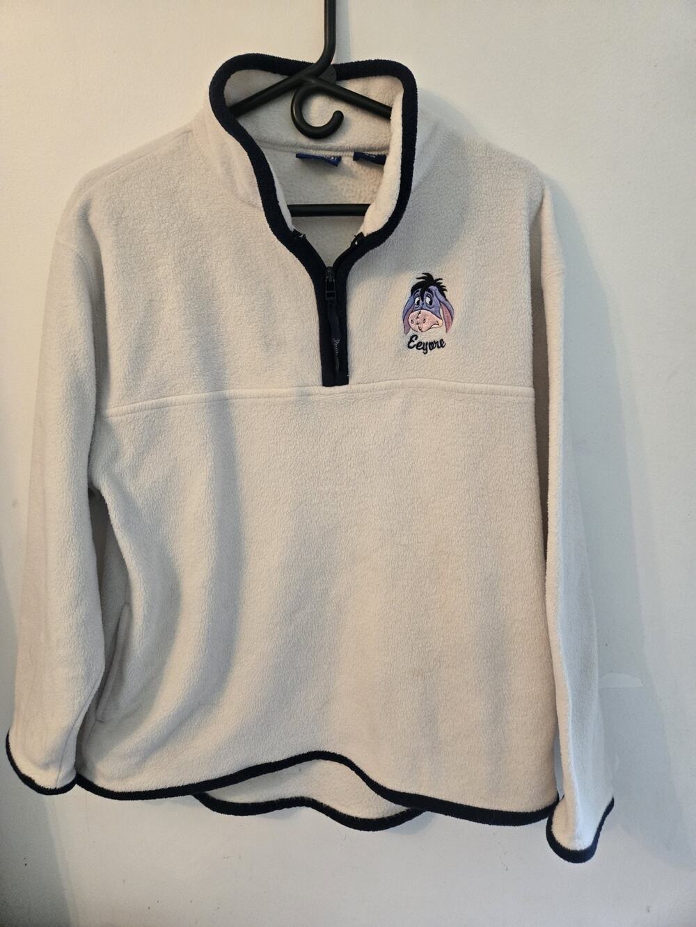 POOH Disney Eeyore Fleece Quarter Zip Pullover Womens Gray Maternity Large